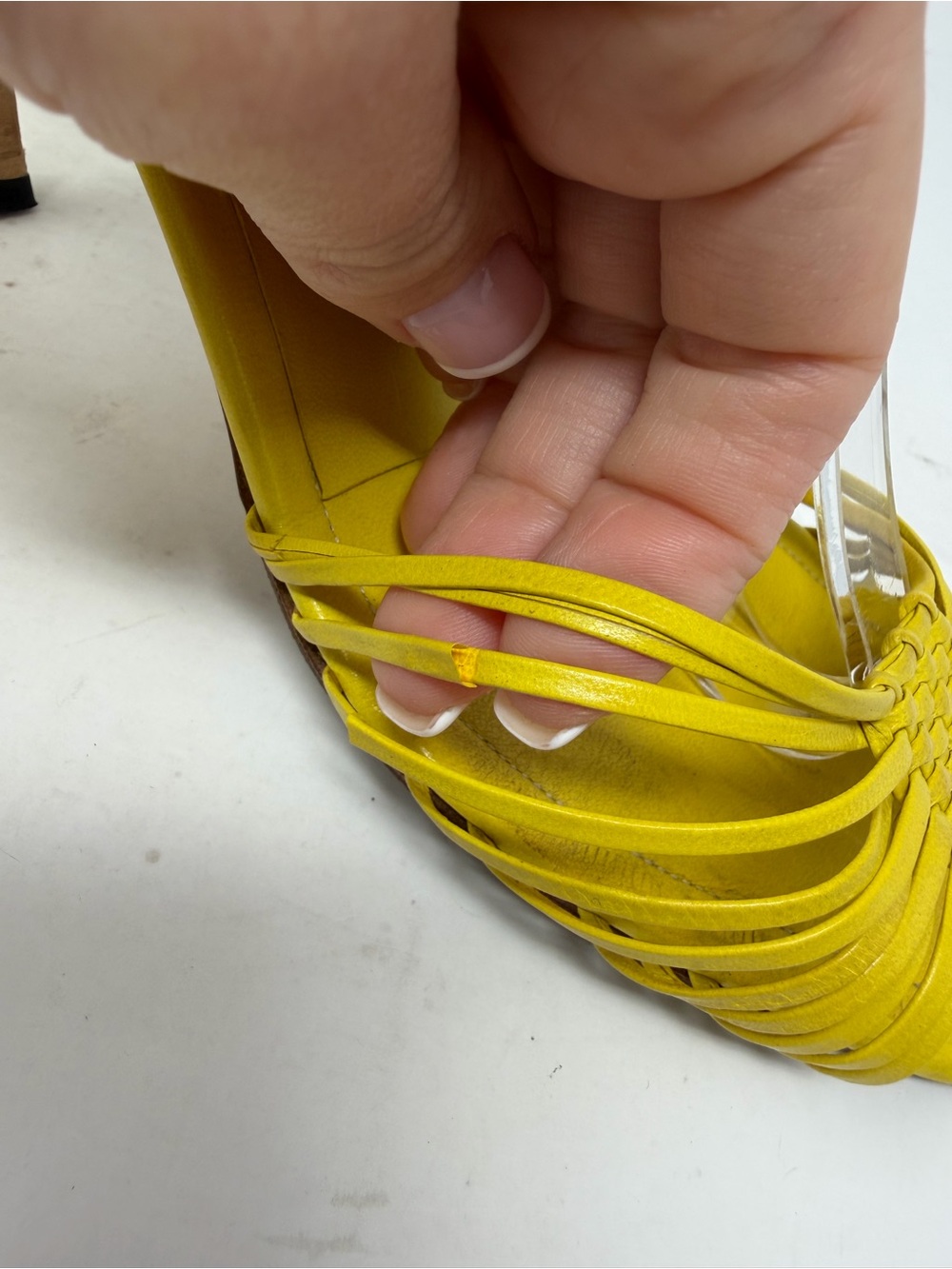 Manolo Blahnik Woven Strappy Heels Yellow Womens Size EU 40.5 - Picture 9 of 9